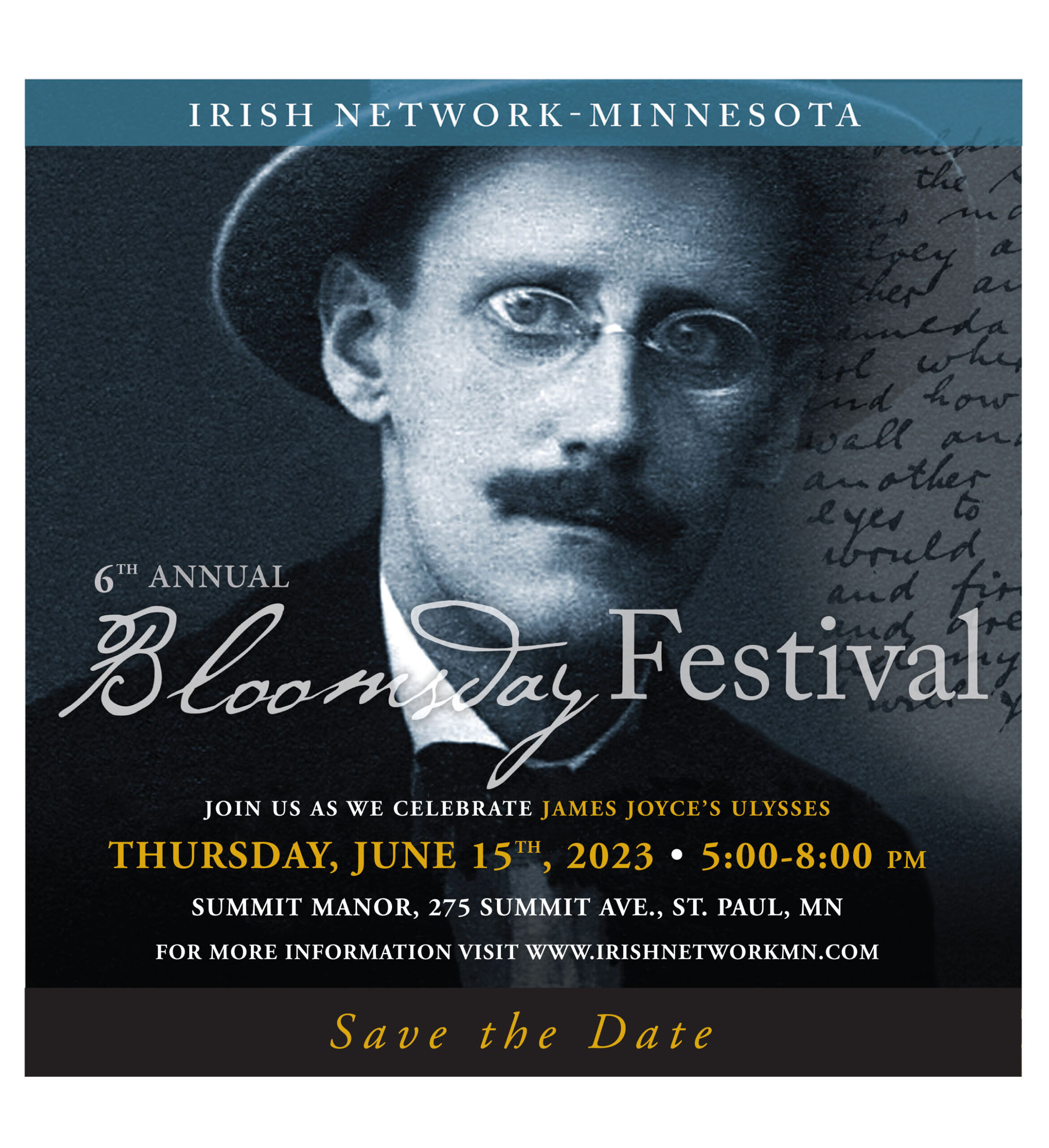 INMN Bloomsday Save The Date 2023 Irish Network Minnesota
